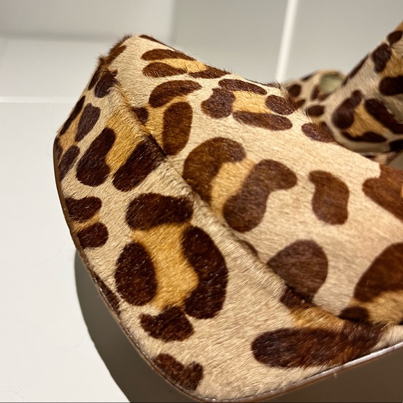 Cowhide Leopard Print Platform Heels - Picture 3 of 5